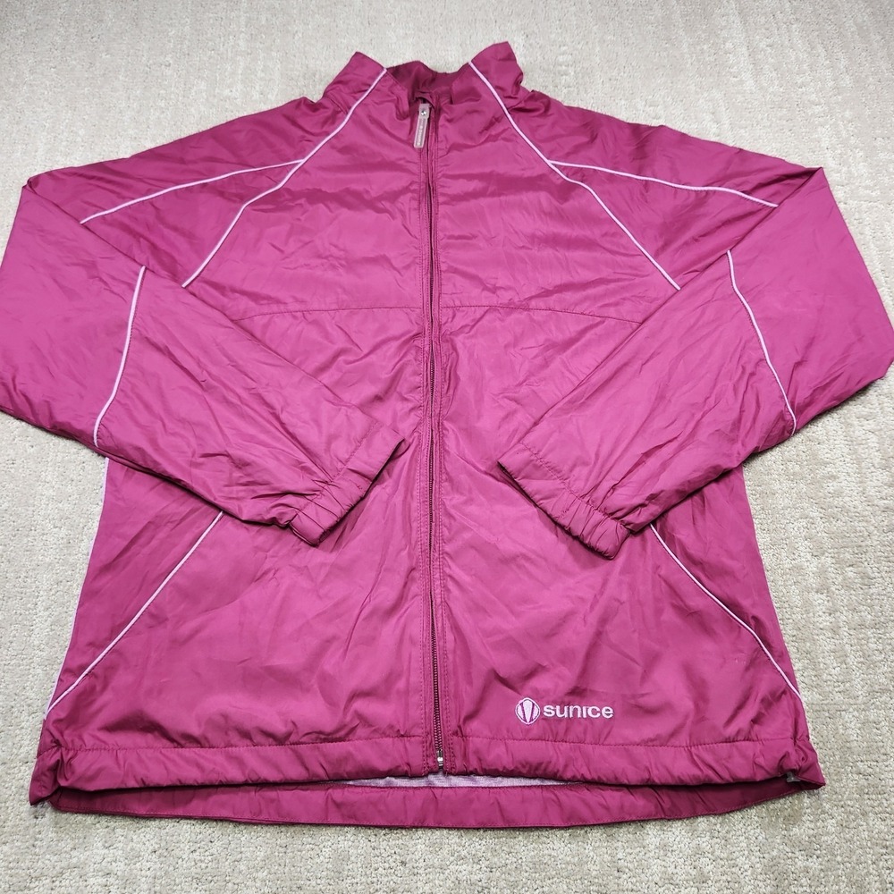 Sunice Golf Jacket Women L Weather Mesh Lined Waterproof Rain Coat Pink Tech